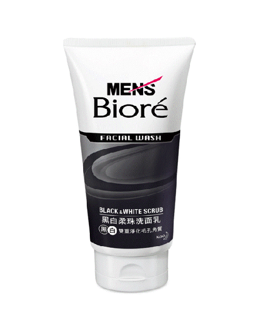 Kao - Men's Biore Facial Wash Black & White Scrub - 100g